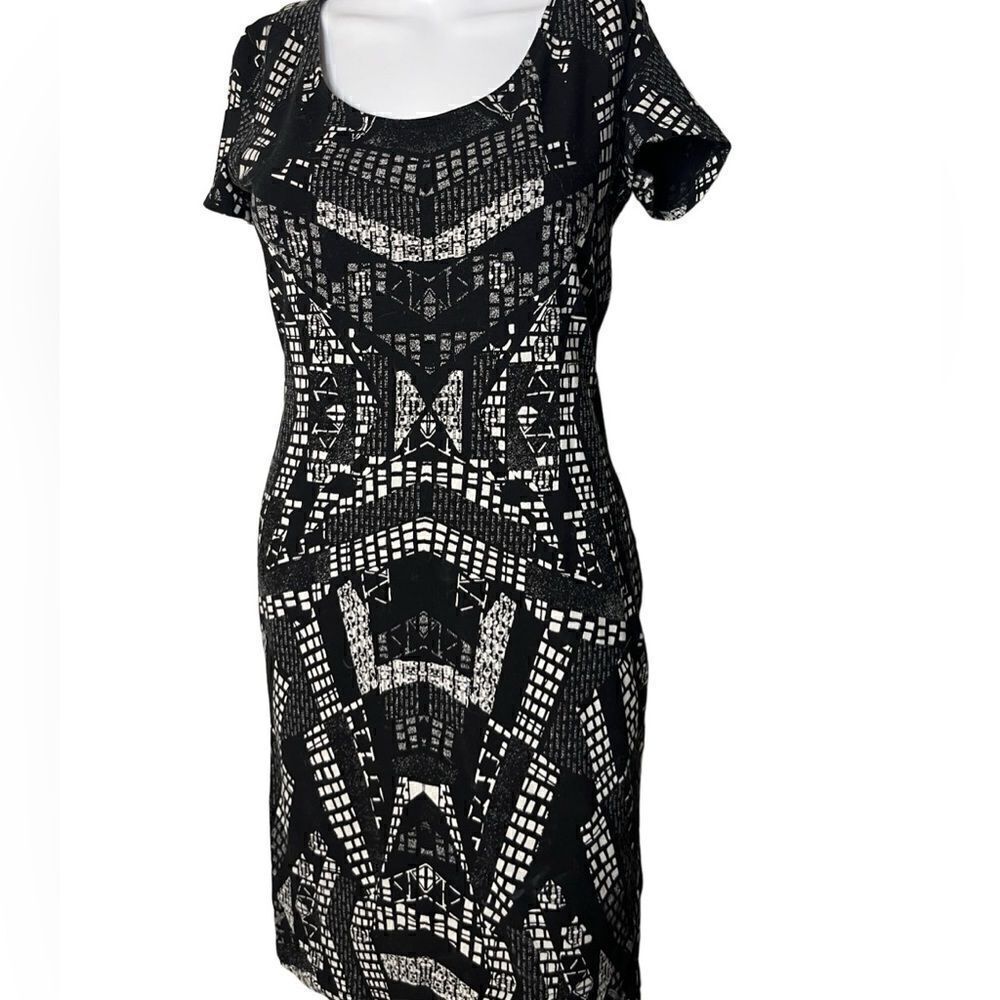 H&M Aztec Print Bodycon Mini Dress Black & White Size Medium